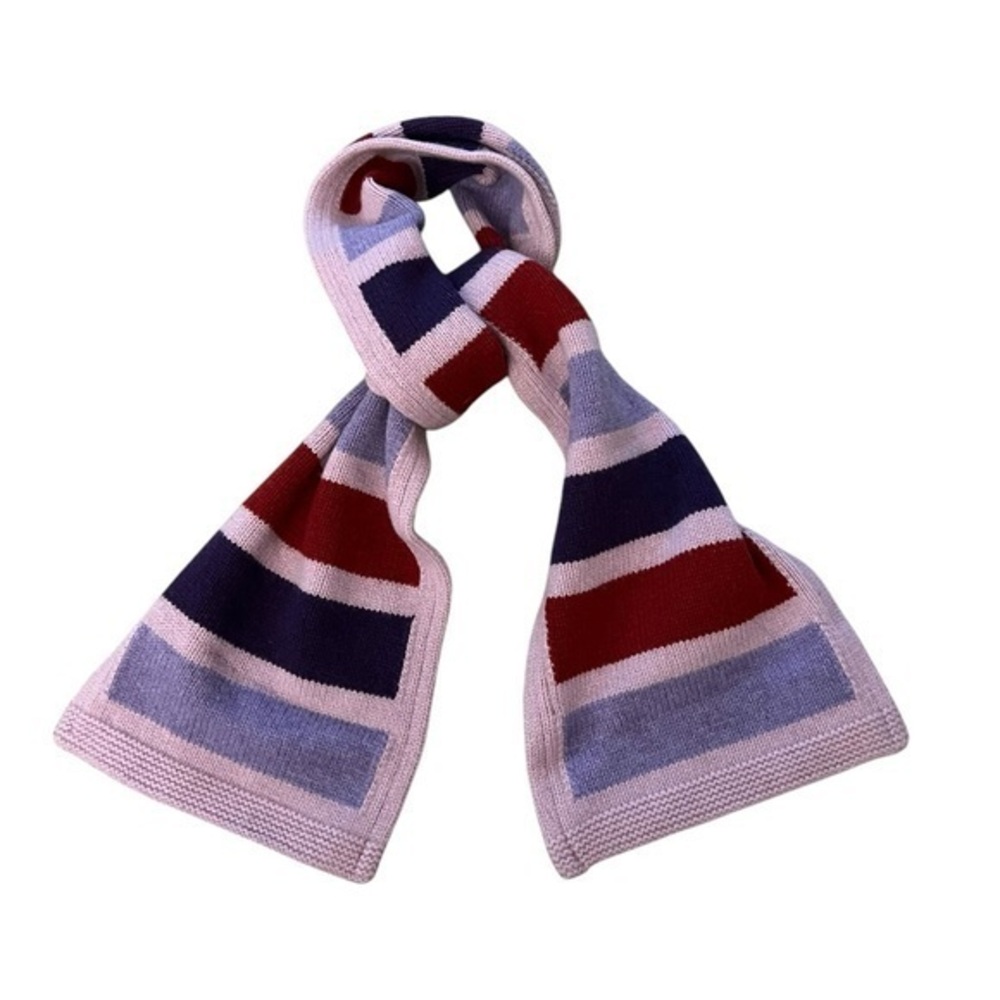 GAP warm purples & red block striped 100% lambswool winter scarf